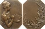 Frankreich, 3. Republik Bronzeplakette v. Alexandre-Louis-Marie Charpentier, 1856-1909, La Peinture, malender Knabe -