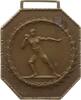 Bayern Einseitige tragbare Bronzeplakette v. C. Poellath, Schrobenhausen, Jugendstil, Sportauszeichnung, Steinstoßen -