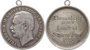 Baden, Großherzogtum Tragbare Silbermedaille aus 3 Mark Stück Friedrich II., 1907 - 1918, Ehrenscheibe gest. v. Kamerad Schirmeister 1929 -