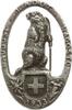 Schweiz Einseitiger versilberter Bronzeanhänger v. M.R. Wening bei Huguenin, Abzeichen zur Schweizer Bundesfeier, Murmeltier -
