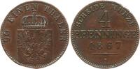 Preußen, Königreich 4 Pfennig 1867 A Wilhelm I., 1861 - 1888 Besser als sehr schön, kl. RF