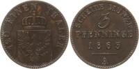 Preußen, Königreich 3 Pfennig 1863 A Wilhelm I., 1861 - 1888 Fast sehr schön