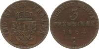 Preußen, Königreich 3 Pfennig 1864 A Wilhelm I., 1861 - 1888 Sehr schön