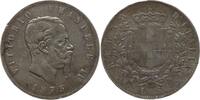 5 Lire 1875 M Italien, Königreich Vittorio Emanuele II., 1861 - 1878 Sehr schön, dunkle Patina, kl. RF