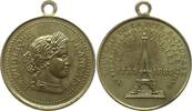 Frankreich, 3. Republik, Paris Tragbare vergoldete Bronzemedaille Souvenir de la Fete Nationale, Tour Eiffel und 100 J. Sturm auf die Bastille -