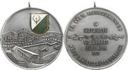 Württemberg, Stadt Metzingen Tragbare silberne Schützenmedaille (800) a.d. 43. Württ. Landesschiessen, Ansicht Schießplatz und Metzingen vor Albtrauf -