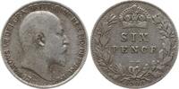 Großbritannien 6 Pence Edward VII., 1901 - 1910 -