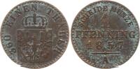 Preußen, Königreich 1 Pfennig 1857 A Friedrich Wilhelm IV., 1840 - 1861 Sehr schön, kl. Kr. am Rand, Patina