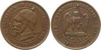 Frankreich, Königreich Satirische Bronzemedaille, Module de 5 Centimes Napoleon III. le Miserable, Halsband mit Kette, Blitze unter der Kanone -