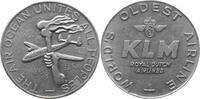 Niederlande, Königreich Aluminiummedaille KLM - Worlds's Oldest Airline, Fackel vor Propellermaschine -