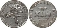 Niederlande, Königreich Versilberte Bronzemedaille KLM - Worlds's Oldest Airline, Fackel vor Propellermaschine -