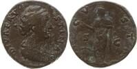 Römische Kaiserzeit Sesterz Faustina I, Diva, Vesta stehend, opfert über Altar -