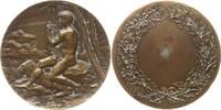 Frankreich, 3. Republik Bronzemedaille v. Mouchon, unbekleideter Harfenspieler in Gebirgslandschaft mit Löwe / Kranz -