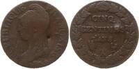 Frankreich 5 Centimes Paris, Jahreszahl im Stempel umgeschnitten -