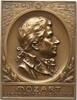 Berühmte Personen - Musiker und Komponisten Einseitige Bronzeplakette v. Mayer und Wilhelm, Stuttgart, auf Wolfgang Amadeus Mozart, 1756 - 1791 -