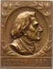 Berühmte Personen - Musiker und Komponisten Einseitige Bronzeplakette v. Mayer und Wilhelm, Stuttgart, auf Franz Liszt, 1811 - 1886 -