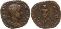 Römische Kaiserzeit Sesterz Gordian III., 238 - 244, Jupiter steht frontal mit Szepter und Blitzbündel -