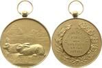 Belgien, Königreich, Brüssel, Vorst / Forest Tragbare vergoldete Bronzemedaille auf den Pferde- und Viehmarkt, 2 Kaninchen im Feld -