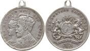 Großbritannien, Königreich Kleine tragbare versilberte Bronzemedaille George V., 1911 - 1936, Coronation, Doppelportrait George und Mary -