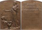 Österreich, Kaiserreich Große Bronzeplakette v. St. Schwartz, Handelsministerium, Teilnahme an der Weltausstellung in Paris -