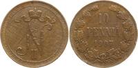 Finnland 10 Penniä Nikolaus II. von Russland, 1894 - 1917 -