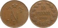 Finnland 10 Penniä Nikolaus II. von Russland, 1894 - 1917 -