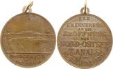 Preußen, Königreich Tragbare Bronzemedaille Wilhelm II., 1888 - 1918, v. Lauer, Nord-/Ostseekanal, Hochbrücke bei Grünthal -