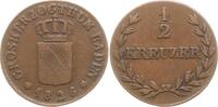 Baden, Großherzogtum Cu 1/2 Kreuzer Ludwig, 1818 - 1830 -