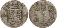 Niederlande, Provinz Holland 2 Stuiver im Stempel aus 1766 umgeschnitten -