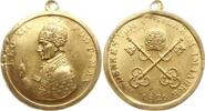 Vatikan Tragbare vergoldete Bronzgussmedaille Leo XII., 1823 - 1829, ohne Signatur, auf das Jubeljahr -