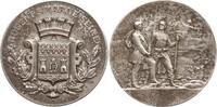 Frankreich, 3. Republik Bronzemedaille, versilbert Nogent sur Marne (Seine), Soldat wird vor Gebirgskulisse verabschiedet -