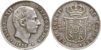 Philippinen 20 Centavos Alfonso XII. von Spanien, 1874 - 1885, Manila -