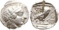 Attika, Athen Tetradrachme Behelmter Kopf der Athena n.r. / Eule r., dahinter Olivenzweig und Mondsichel -