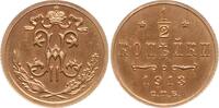Russland Nikolaus II., 1894 - 1917, St. Petersburg 1/2 Kopeke 1913 Vorzüglich - Stempelglanz, leicht gereinigt