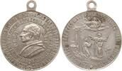 Vatikan Tragbare versilberte Bronzemedaille Leo XIII., 1878 - 1903, Jesus segnet Petrus, Spruch in Doppelkreis -