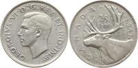 Kanada 25 Cents George VI., 1936 - 1952, Typ mit Maple Leaf nach Jahreszahl -