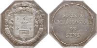 Frankreich, Stadt Sens achteckige Silbermedaille v. Dubois, Société Archéologique, Randpunze 1ARGENT und Füllhorn -
