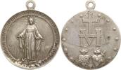 Wallfahrt Tragbare versilberte Bronzemedaille O Maria Sine Labe Concepta Ora Pro Nobis , Maria / brennende Herzen -