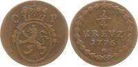 Pfalz, Kurfürstentum 1/4 Kreuzer Karl Theodor,1742 - 1799, Mannheim -