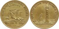 Deutschland Messingmedaille von Friedrich Loos, Geschenk für junge Menschen, Leuchtturm und Schiff -