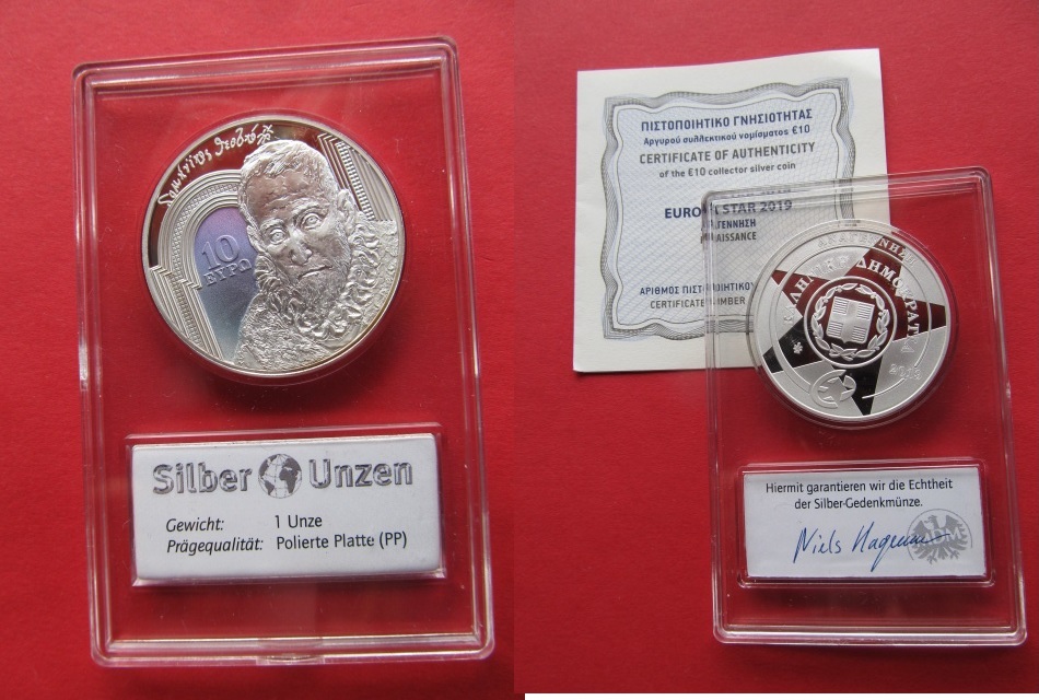 Griechenland 10 Euro 2019 Europa Star - Renaissance - Silber ... Griechenland 10 Euro 2019 Europa Star - Renaissance - Silber ...