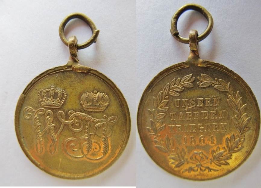 Preußen Kriegs 12 cm Ordensband Denkmünze 1864