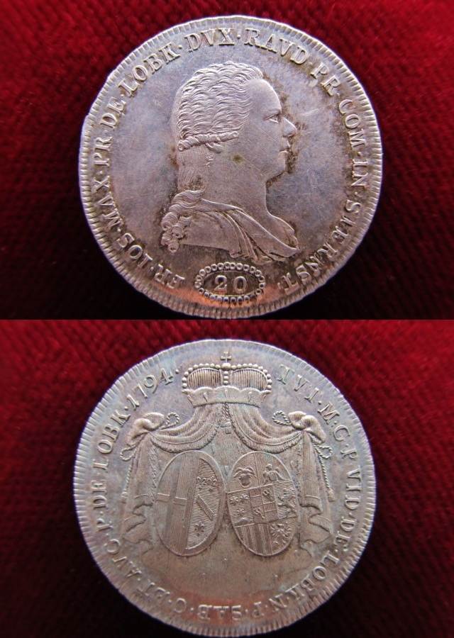 RDR / Böhmen / Lobkowitz 20 Kreuzer 1794 Franz Joseph Maximilian