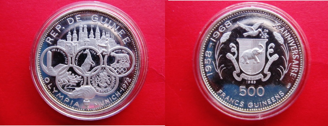 Guinea 500 Francs Guineens 1969 Silber Olympische Spiele 1972 München