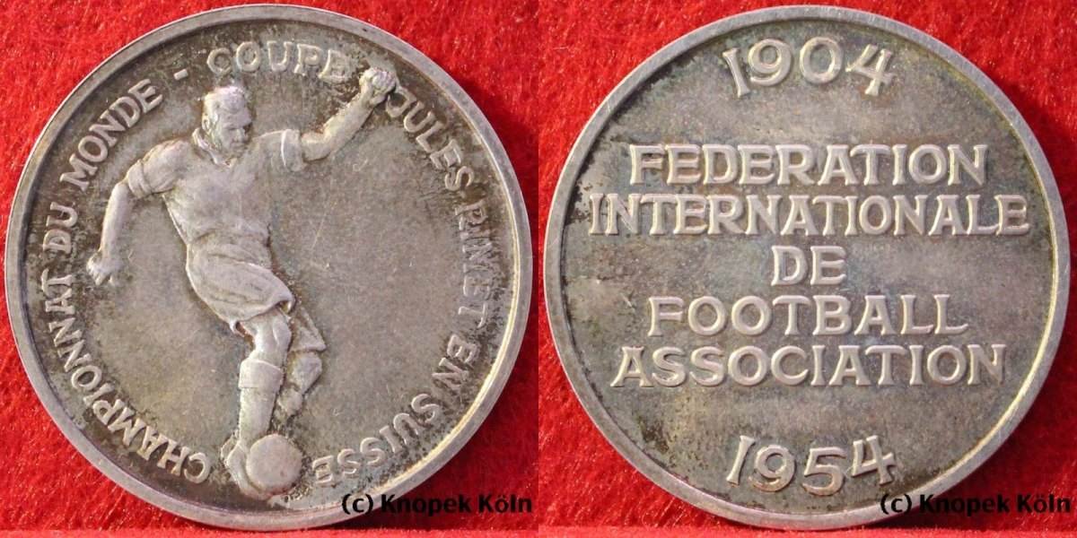 Schweiz 1954 Silbermedaille 50 Jahre FIFA Weltmeisterschaft FußballWM