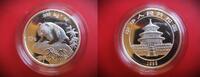 China 10 Yuan Silber - Panda - Silberpanda - Silberunze, 31,1g - Narrow Date - enges Datum -