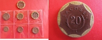 Sachsen Serie, 7 Stück Porzellanged - Notgeld - Meissner Porzellan - 7 Münzen 20 Pfennig - 20 Mark, rot