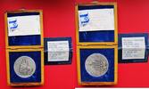 Israel Medaille wohl 925 Silber - mit Widmung 1988 + Flagge - angeblich von Fay Avishay -