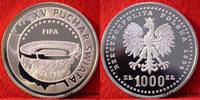 Polen 1000 Zlotych Fußball Stadion FIFA-Weltmeisterschaft 1994 USA WM, Fussball, Silber,