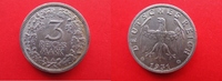 Weimarer Republik 3 Mark Weimar Kursmünze - J.349 - selten - leider Feilspur am Rand